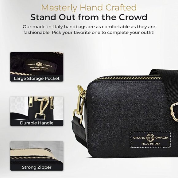 Leather Crossbody Bag for Women Italian Handmade Small Purse Organizer - Picture 5 of 7